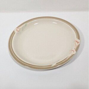 Syracuse China Calla Lily Oval Dinner Plate Cream Brown Floral Design Vintage